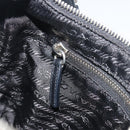 PRADA Hand Bag Leather Black Silver Auth 197326V-24