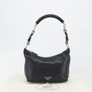 PRADA Hand Bag Leather Black Silver Auth 197326V-12
