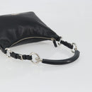 PRADA Hand Bag Leather Black Silver Auth 197326V-7