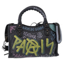BALENCIAGA Classic Mini City Hand Bag Leather 2way Black 300295 Auth 197327M-3