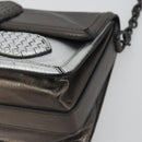 BOTTEGA VENETA Rialto Chain Shoulder Bag Leather Silver Auth 197328V-15