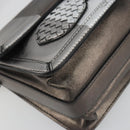 BOTTEGA VENETA Rialto Chain Shoulder Bag Leather Silver Auth 197328V-16