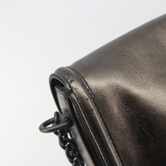 BOTTEGA VENETA Rialto Chain Shoulder Bag Leather Silver Auth 197328V