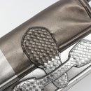 BOTTEGA VENETA Rialto Chain Shoulder Bag Leather Silver Auth 197328V-19