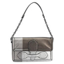 BOTTEGA VENETA Rialto Chain Shoulder Bag Leather Silver Auth 197328V-13