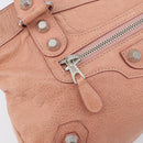 BALENCIAGA Giant The First Hand Bag Leather 2way Pink Silver 240577 Auth 197329V-19