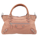 BALENCIAGA Giant The First Hand Bag Leather 2way Pink Silver 240577 Auth 197329V-13