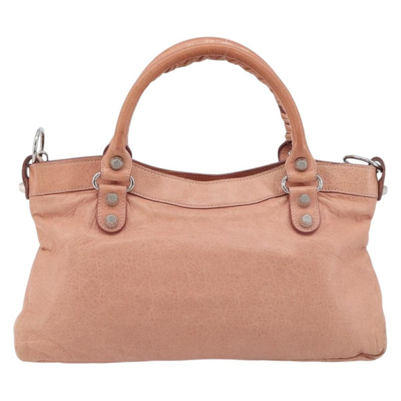 BALENCIAGA Giant The First Hand Bag Leather 2way Pink Silver 240577 Auth 197329V