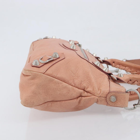 BALENCIAGA Giant The First Hand Bag Leather 2way Pink Silver 240577 Auth 197329V