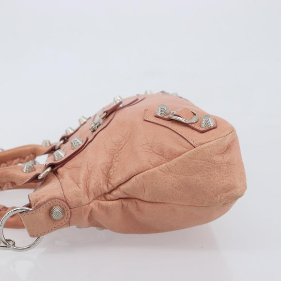 BALENCIAGA Giant The First Hand Bag Leather 2way Pink Silver 240577 Auth 197329V