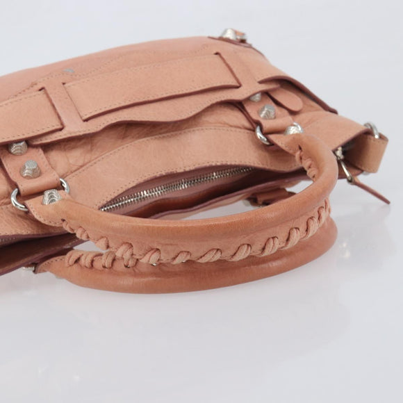 BALENCIAGA Giant The First Hand Bag Leather 2way Pink Silver 240577 Auth 197329V