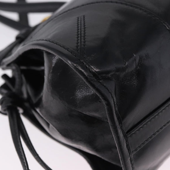 PRADA Bonnie Hand Bag Leather 2way Black Gold Auth 197332SAM