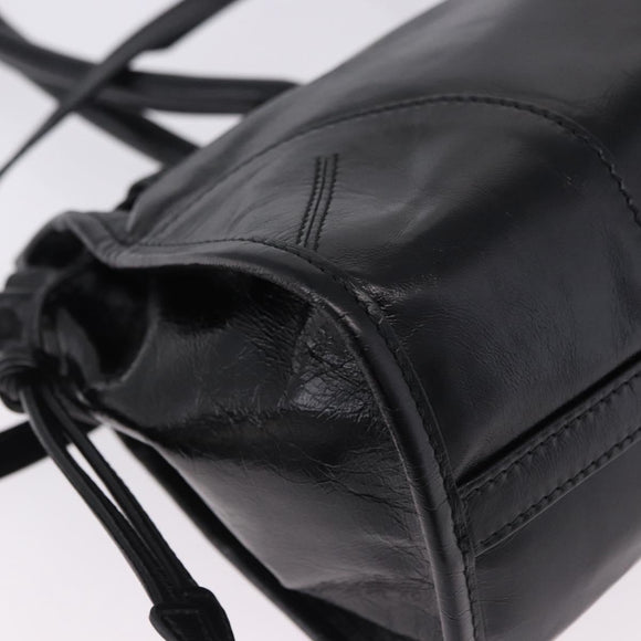 PRADA Bonnie Hand Bag Leather 2way Black Gold Auth 197332SAM