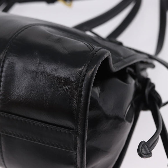 PRADA Bonnie Hand Bag Leather 2way Black Gold Auth 197332SAM