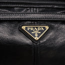 PRADA Bonnie Hand Bag Leather 2way Black Gold Auth 197332SAM-20