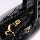 PRADA Bonnie Hand Bag Leather 2way Black Gold Auth 197332SAM-21