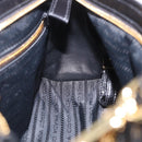 PRADA Bonnie Hand Bag Leather 2way Black Gold Auth 197332SAM-23