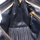 PRADA Bonnie Hand Bag Leather 2way Black Gold Auth 197332SAM-24