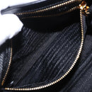PRADA Bonnie Hand Bag Leather 2way Black Gold Auth 197332SAM-26