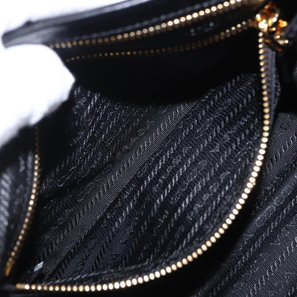 PRADA Bonnie Hand Bag Leather 2way Black Gold Auth 197332SAM