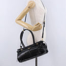 PRADA Bonnie Hand Bag Leather 2way Black Gold Auth 197332SAM-27