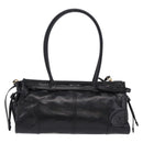 PRADA Bonnie Hand Bag Leather 2way Black Gold Auth 197332SAM-2