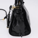 PRADA Bonnie Hand Bag Leather 2way Black Gold Auth 197332SAM-3