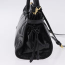 PRADA Bonnie Hand Bag Leather 2way Black Gold Auth 197332SAM-4