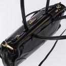 PRADA Bonnie Hand Bag Leather 2way Black Gold Auth 197332SAM-6