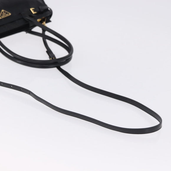 PRADA Bonnie Hand Bag Leather 2way Black Gold Auth 197332SAM