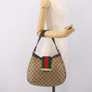 GUCCI GG Canvas Web Sherry Line Shoulder Bag Beige Gold 233608 Auth 197333V-22
