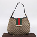 GUCCI GG Canvas Web Sherry Line Shoulder Bag Beige Gold 233608 Auth 197333V-23