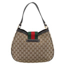 GUCCI GG Canvas Web Sherry Line Shoulder Bag Beige Gold 233608 Auth 197333V-3