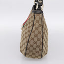 GUCCI GG Canvas Web Sherry Line Shoulder Bag Beige Gold 233608 Auth 197333V-5
