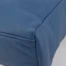 PRADA Hand Bag Leather Blue Gold Auth 197335V-10