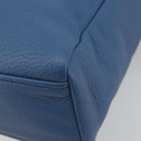 PRADA Hand Bag Leather Blue Gold Auth 197335V-12