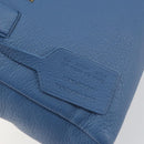 PRADA Hand Bag Leather Blue Gold Auth 197335V-15