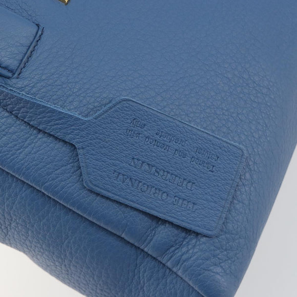 PRADA Hand Bag Leather Blue Gold Auth 197335V