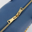 PRADA Hand Bag Leather Blue Gold Auth 197335V-16
