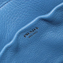 PRADA Hand Bag Leather Blue Gold Auth 197335V-17