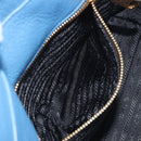 PRADA Hand Bag Leather Blue Gold Auth 197335V-23