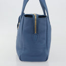 PRADA Hand Bag Leather Blue Gold Auth 197335V-4