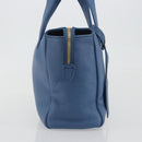 PRADA Hand Bag Leather Blue Gold Auth 197335V-5