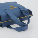 PRADA Hand Bag Leather Blue Gold Auth 197335V-7