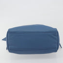 PRADA Hand Bag Leather Blue Gold Auth 197335V-9