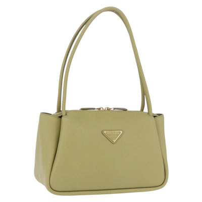 PRADA Darling Shoulder Bag Leather Green Gold Auth 197336SAM