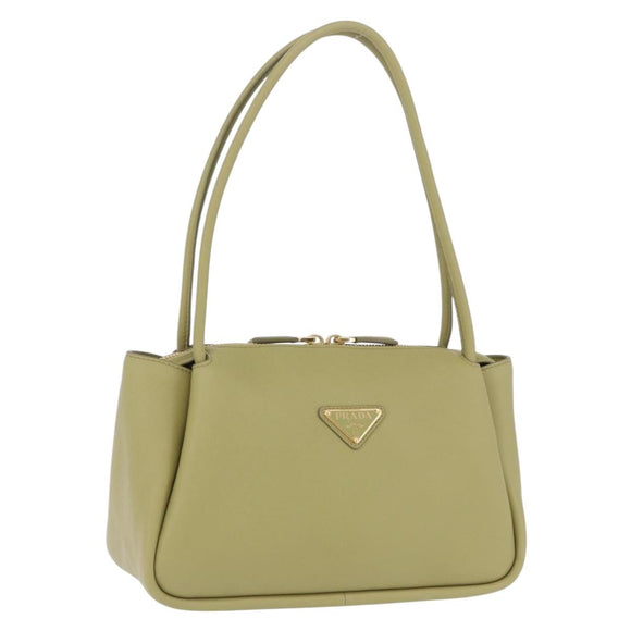 PRADA Darling Shoulder Bag Leather Green Gold Auth 197336SAM