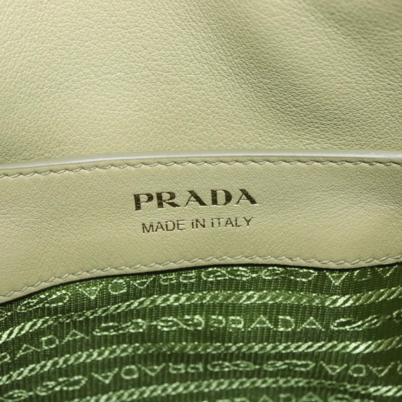 PRADA Darling Shoulder Bag Leather Green Gold Auth 197336SAM