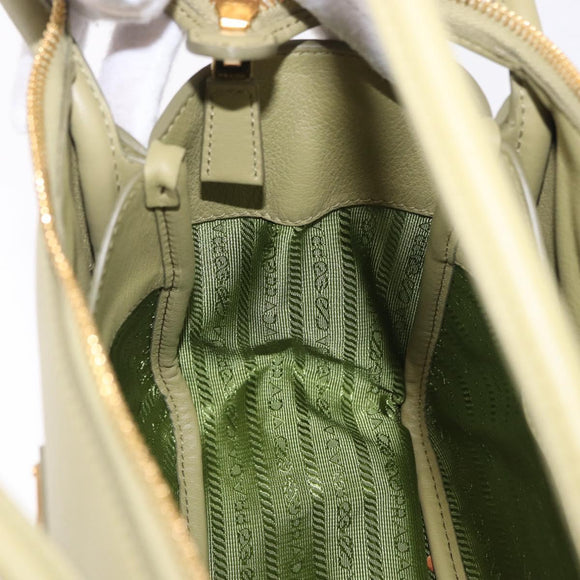 PRADA Darling Shoulder Bag Leather Green Gold Auth 197336SAM