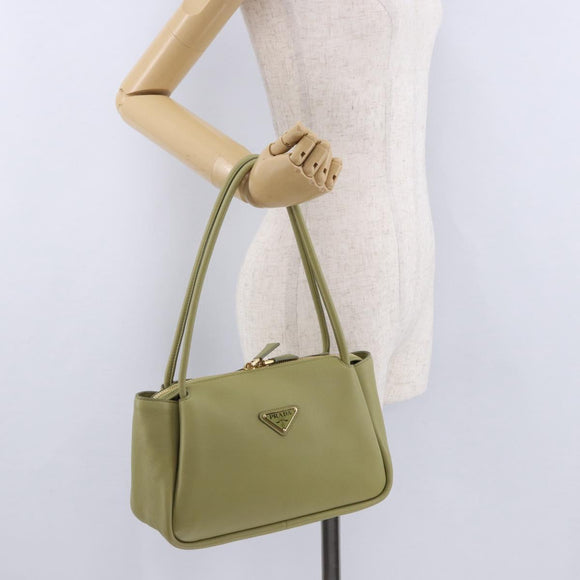 PRADA Darling Shoulder Bag Leather Green Gold Auth 197336SAM